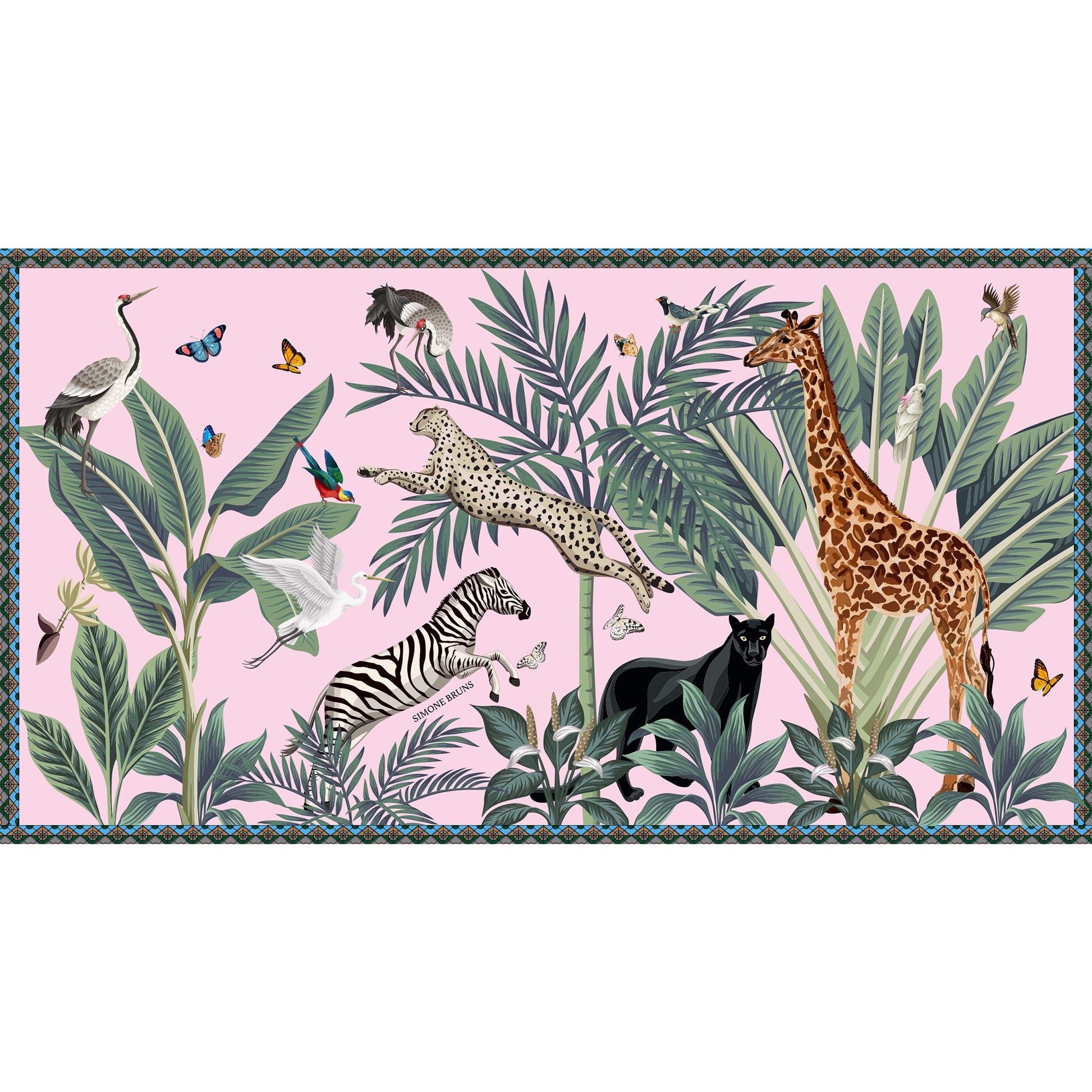 VENICE ANIMAL CASHMERE SCARF - light rose