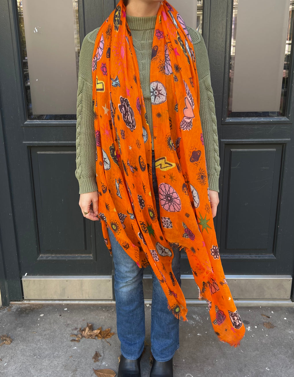 SKYFI DIGITAL PRINTED SCARF - jello