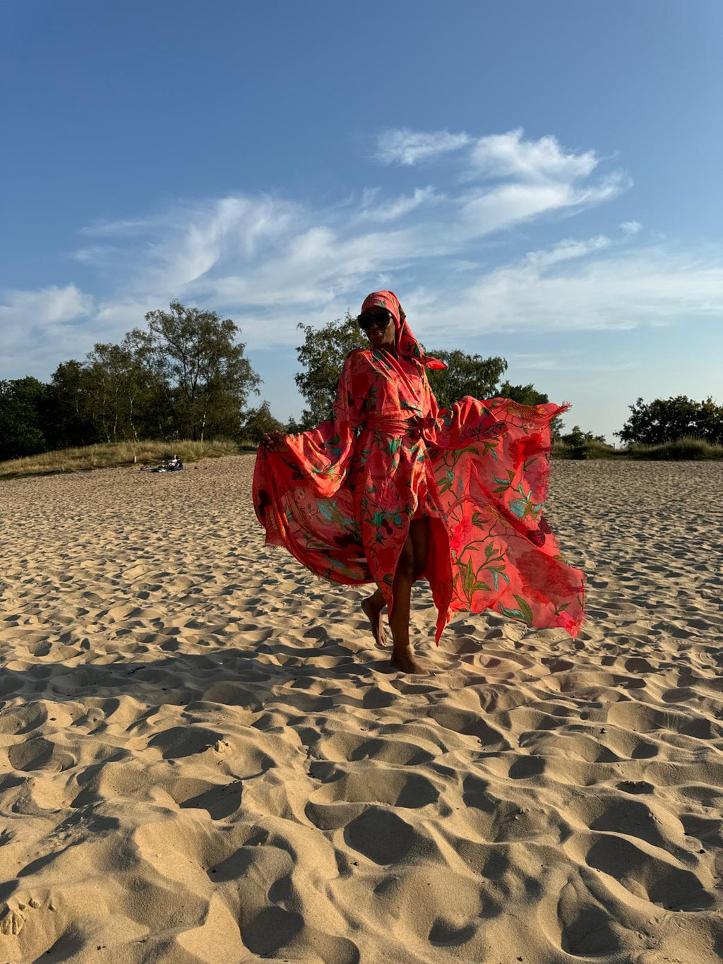 BIRD PARADISE KAMI KIMONO - coral