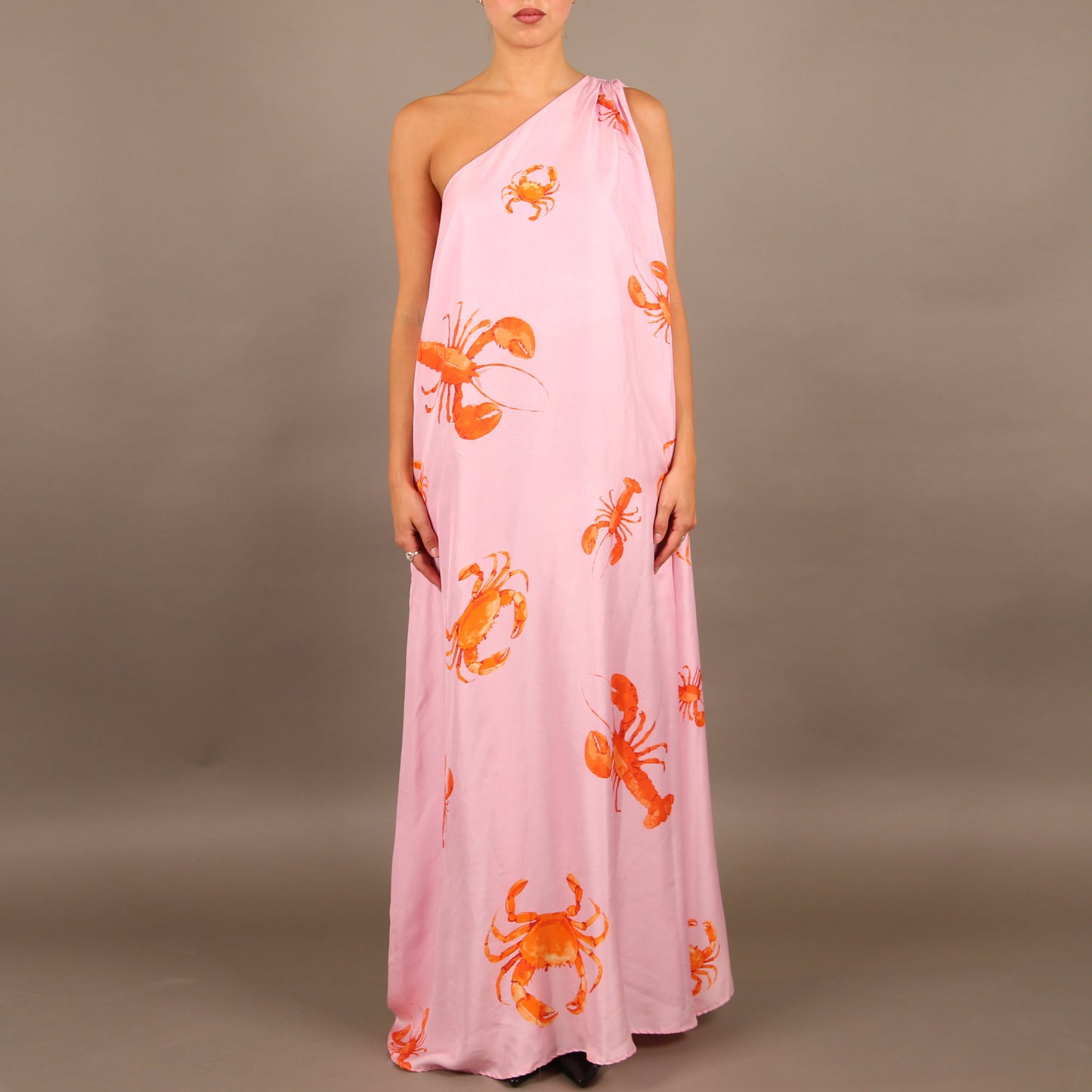 CRAB & LOBSTER SILK OFF-SHOULDER DRESS