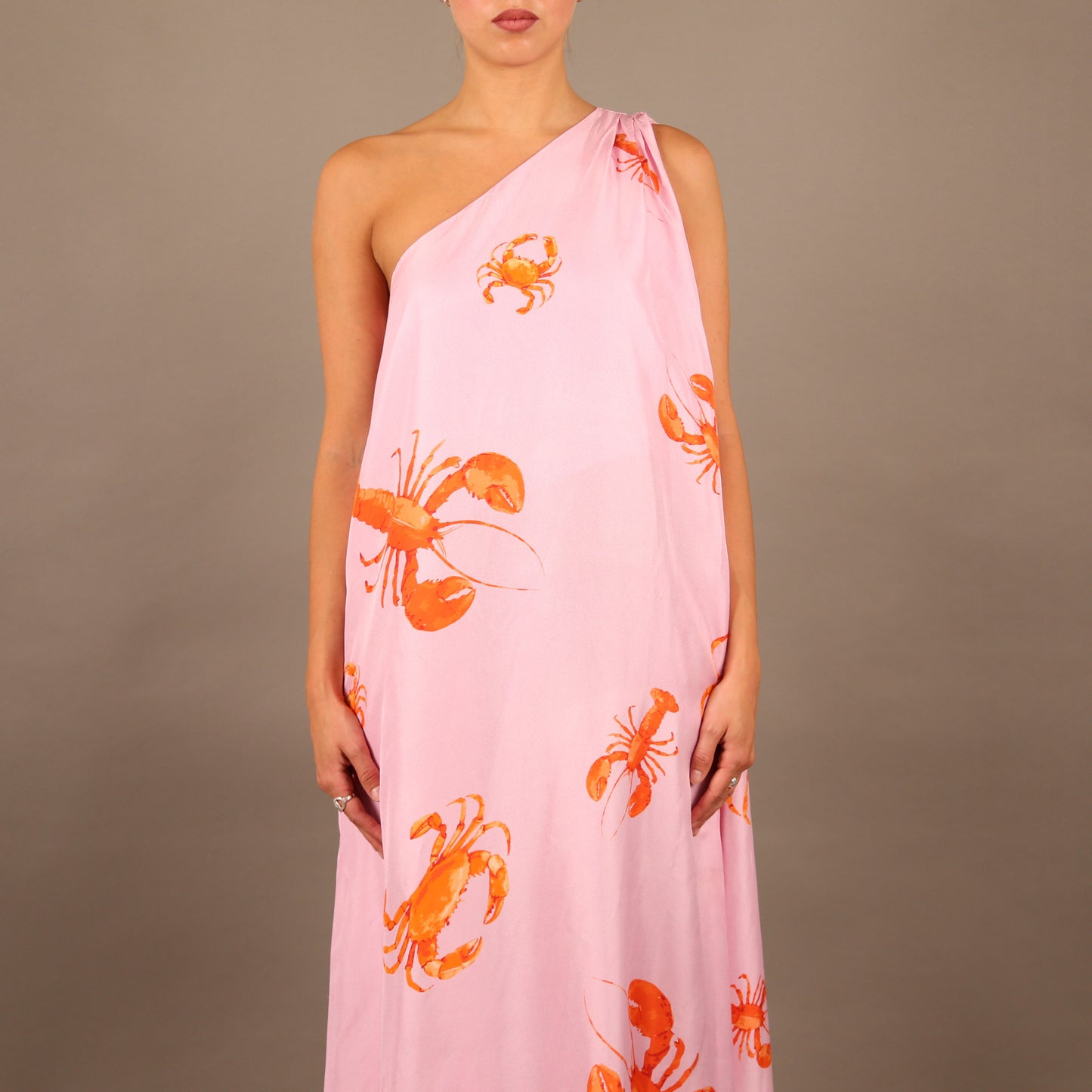 CRAB & LOBSTER SILK OFF-SHOULDER DRESS