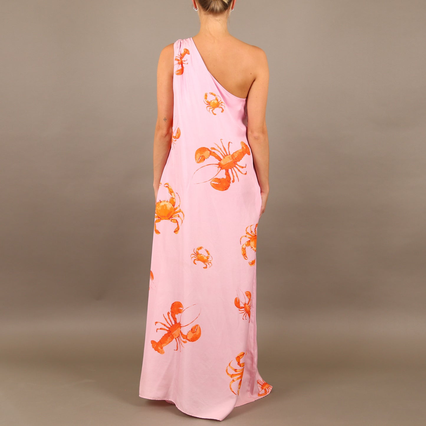 CRAB & LOBSTER SILK OFF-SHOULDER DRESS