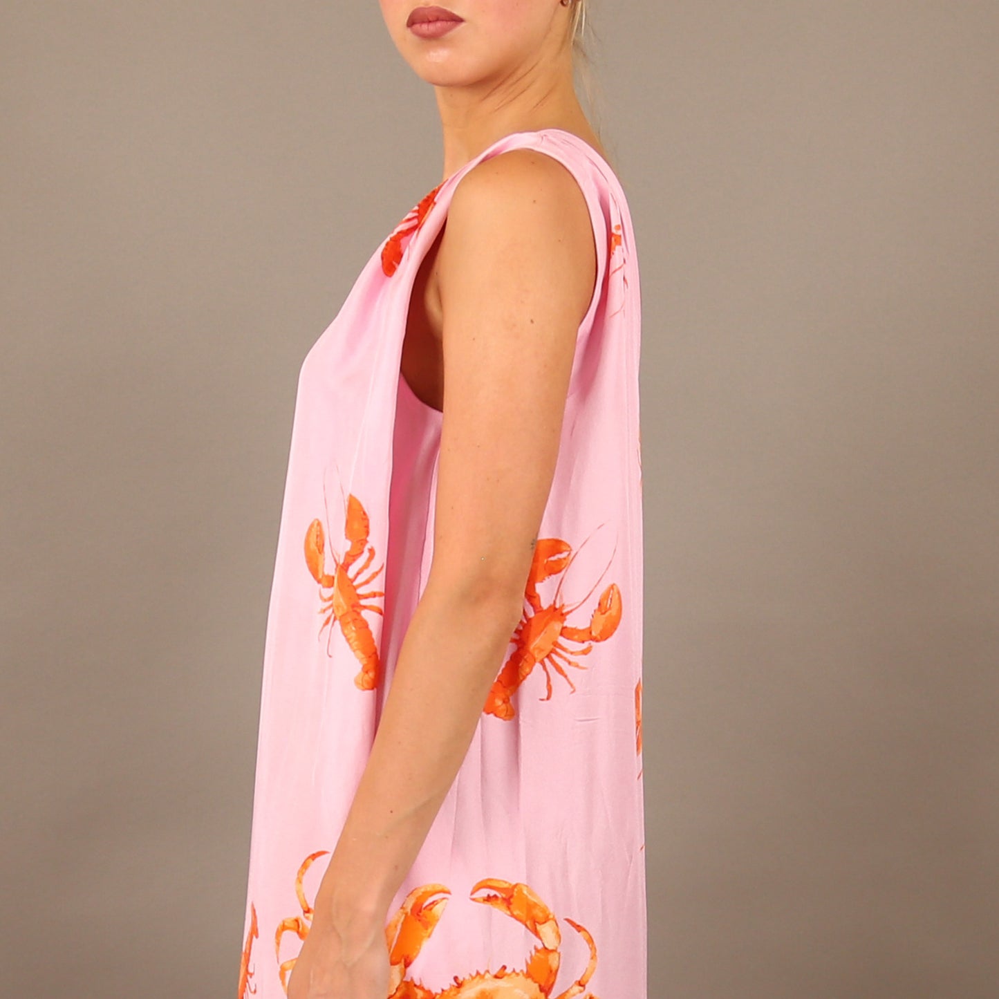 CRAB & LOBSTER SILK OFF-SHOULDER DRESS