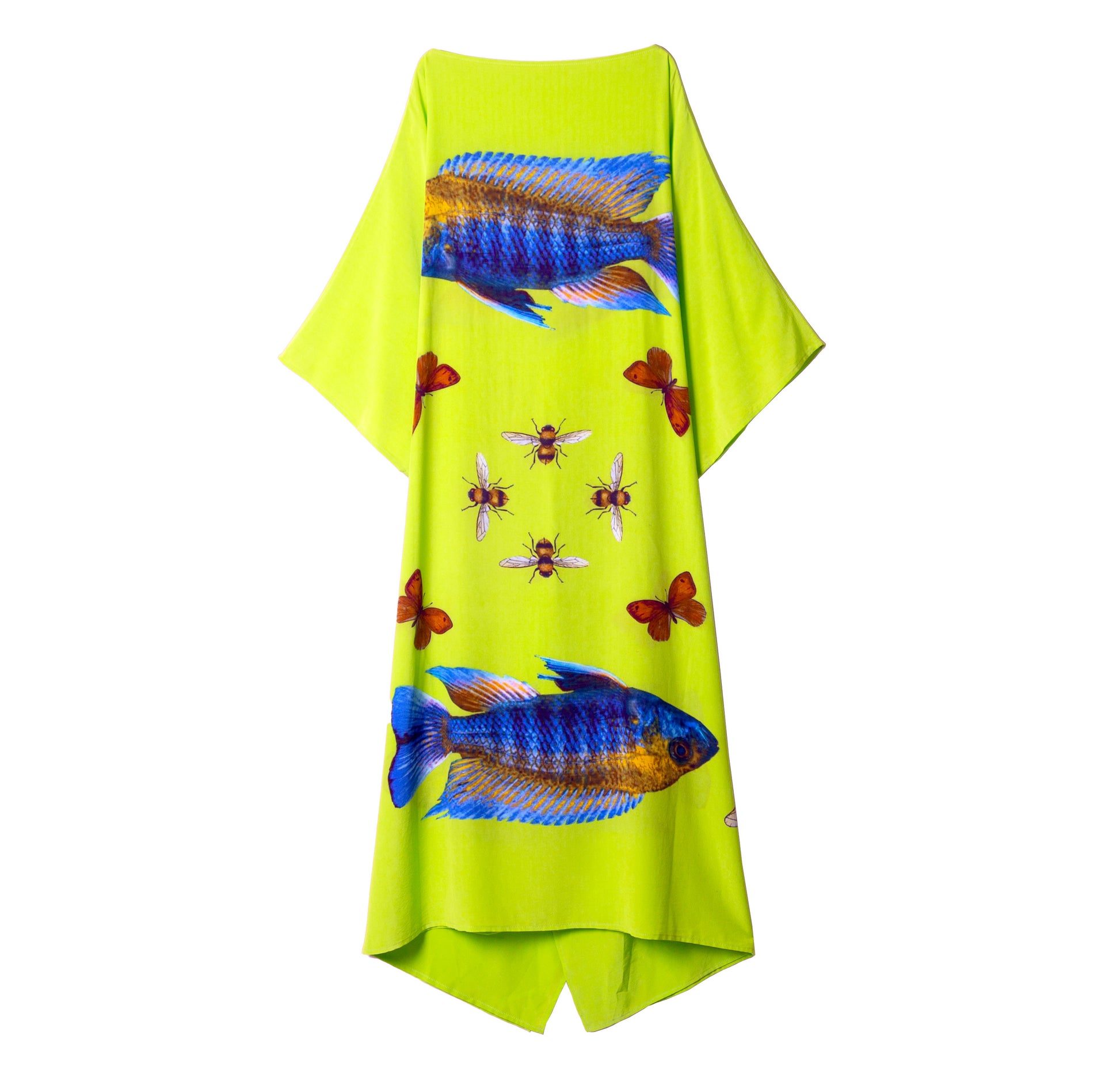 BUTTERFLY & FISH SILK TUNIC - green