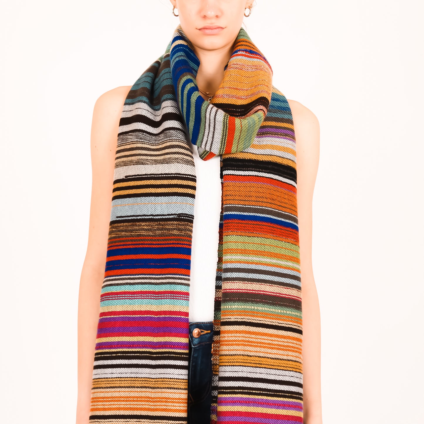 COLORFUL STRIPES CASHMERE SCARF