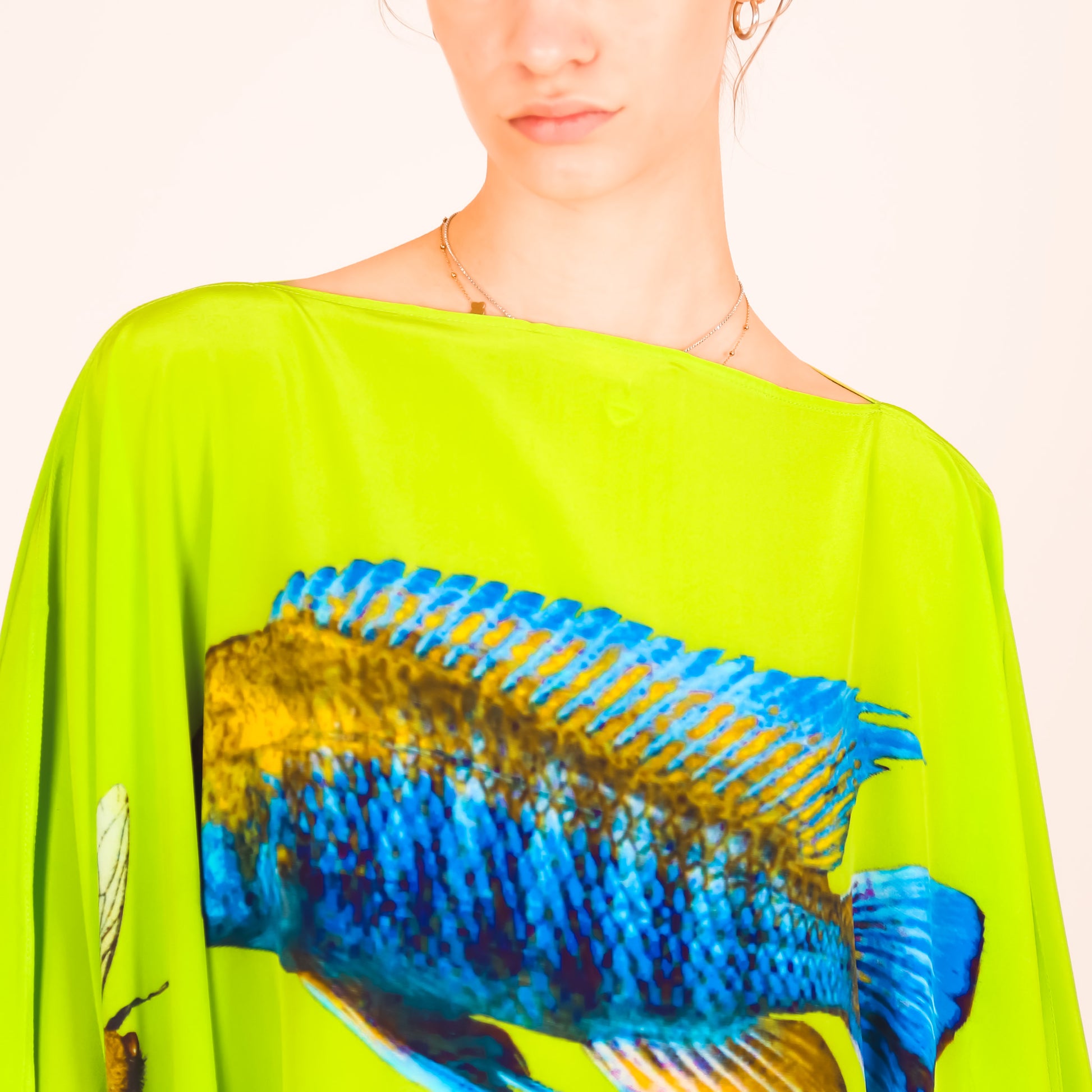BUTTERFLY & FISH SILK TUNIC - green