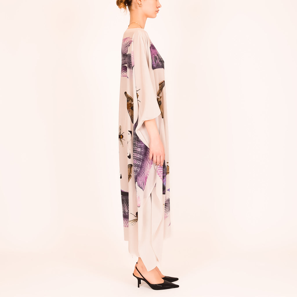 BUTTERFLY & FISH SILK TUNIC - taupe