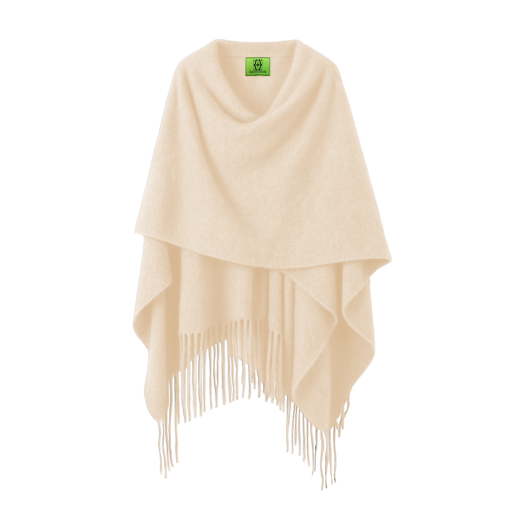 SHARON CAPE WITH FRINGES - BEIGE