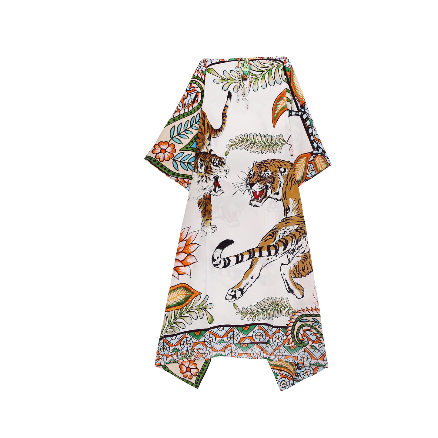 TIGER & JUNGLE V-NECK SILK TUNIC