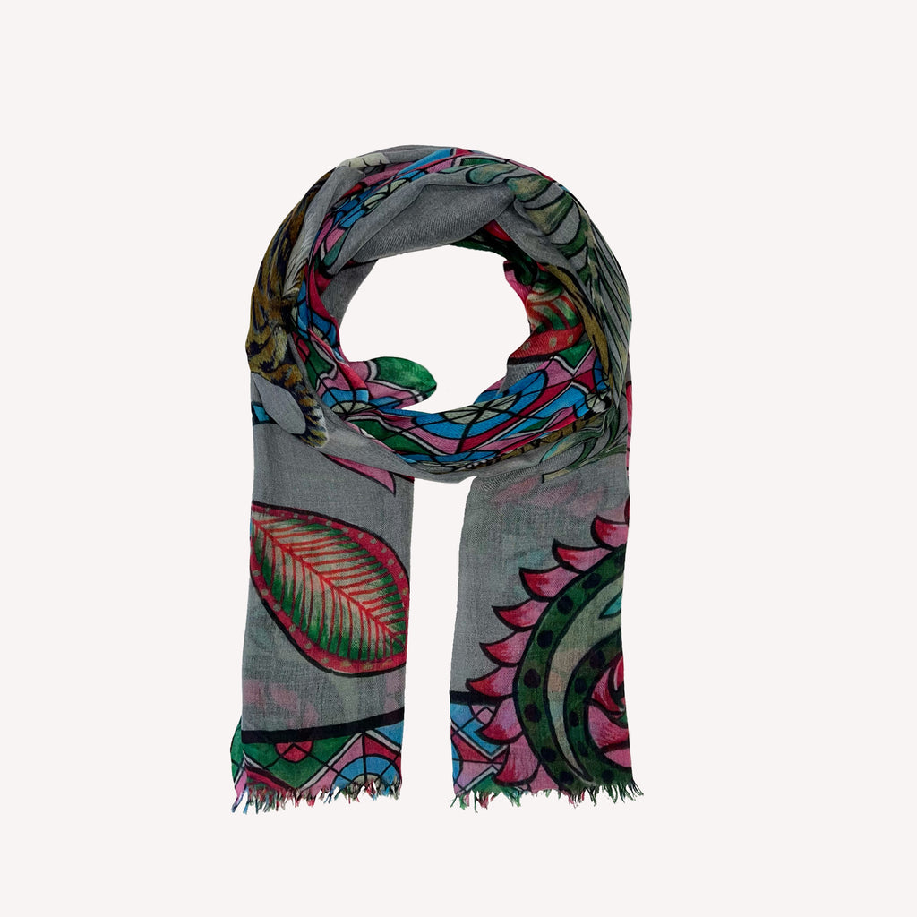 TIGER & JUNGLE CASHMERE SCARF LARGE