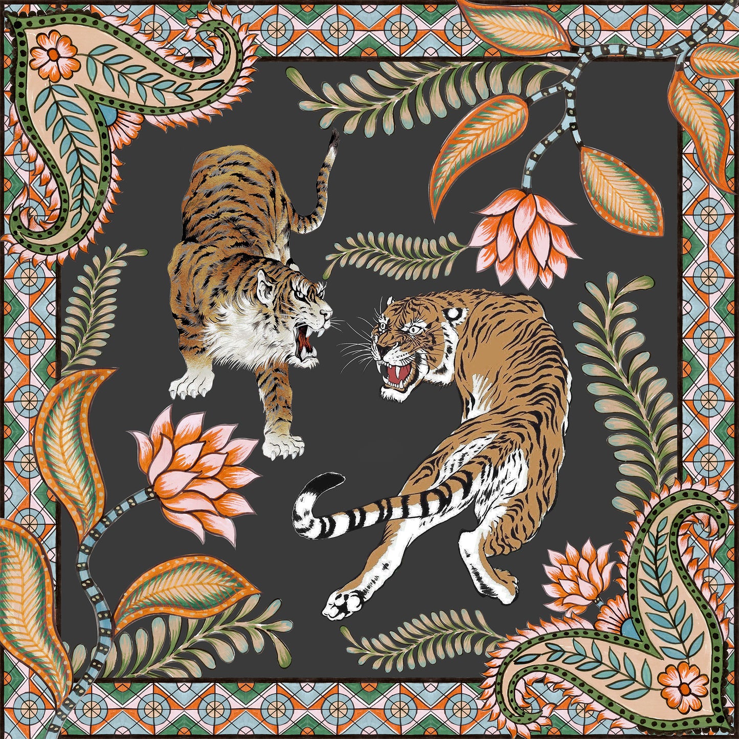 TIGER & JUNGLE V-NECK SILK TUNIC