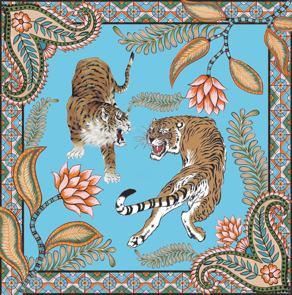 TIGER & JUNGLE V-NECK SILK TUNIC