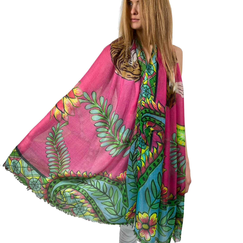 TIGER & JUNGLE CASHMERE SCARF LARGE