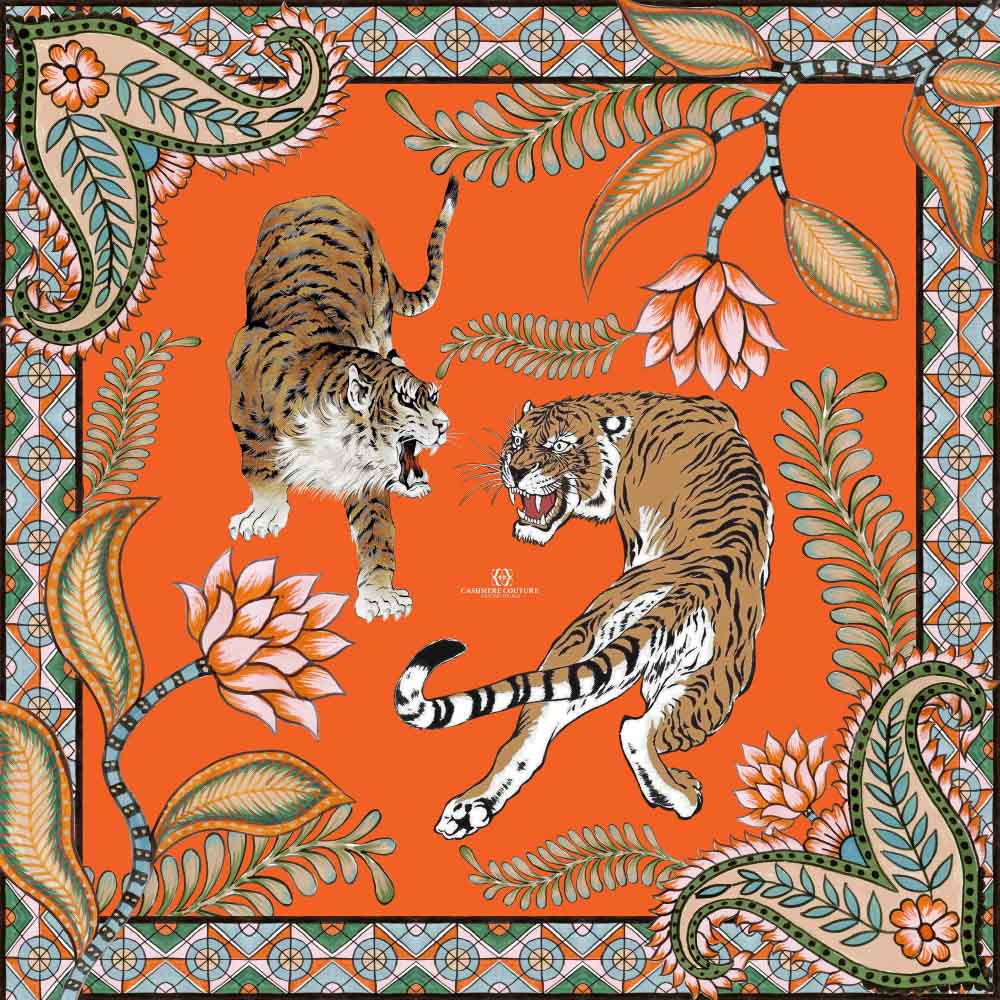 TIGER & JUNGLE V-NECK SILK TUNIC